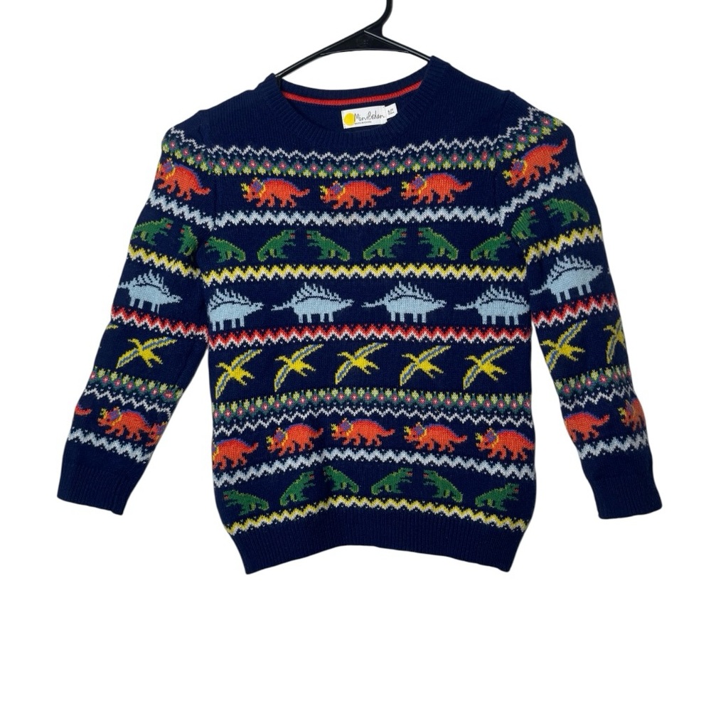 Mini Boden Navy Dinosaur Crewneck Sweater (Size 6/7)